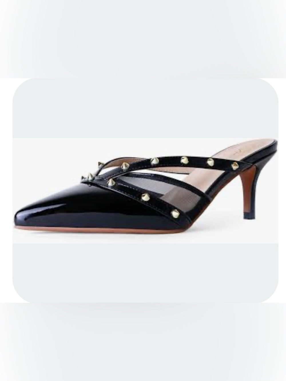 Marc Fisher Studded Black Patent Kitten Mules 10 wedding party evening